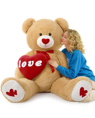MorisMos Love Heart Giant Teddy Bear, 51-inch, ideal romantic gift.
