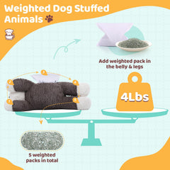 MorisMos microwave heatable puppy plush offers soothing warmth without fragrance.
