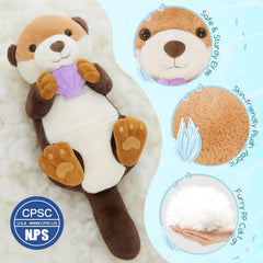 MorisMos pink sleeping otter plush for comforting bedtime snuggles.
