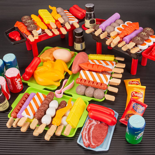 MORITA BOKUJO 80 piece bbq grill set mini grills for imaginative play and collaborative cooking