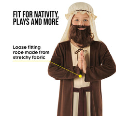 Morph Saint Joseph costume shows four sizes for ages 4 to 14