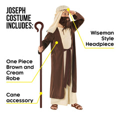 Morph Saint Joseph kids headpiece and cane for authentic biblical dress-up