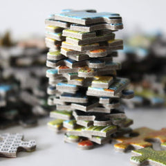 Moruska puzzle pieces closeup highlighting sturdy construction.