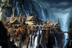 Moruska Waterfall Castle 1000-piece puzzle shows dramatic waterfall for immersive play.