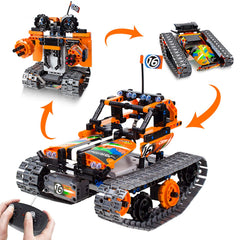 Morwant 3-in-1 STEM RC kit showing tracked car in action for hands-on learning.