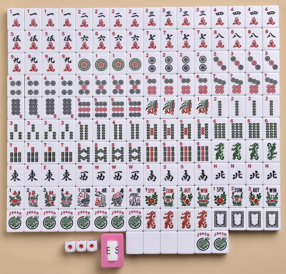 Mose Cafolo mahjong chips in green, yellow, and red for scoring.