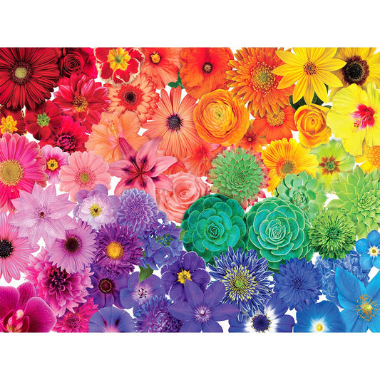 Mosro Rainbow Flowers puzzle on table, inviting family play.