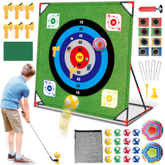 Mostop golf chipping game stand ready in backyard for practice and friendly competition