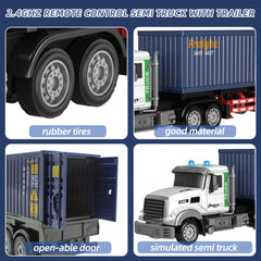 Mostop RC semi-truck with 2-4GHz remote supports multiplayer play up to 100 feet.