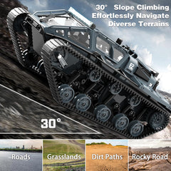 Mostop RC Tank Car top view showcasing dual batteries for extended sessions