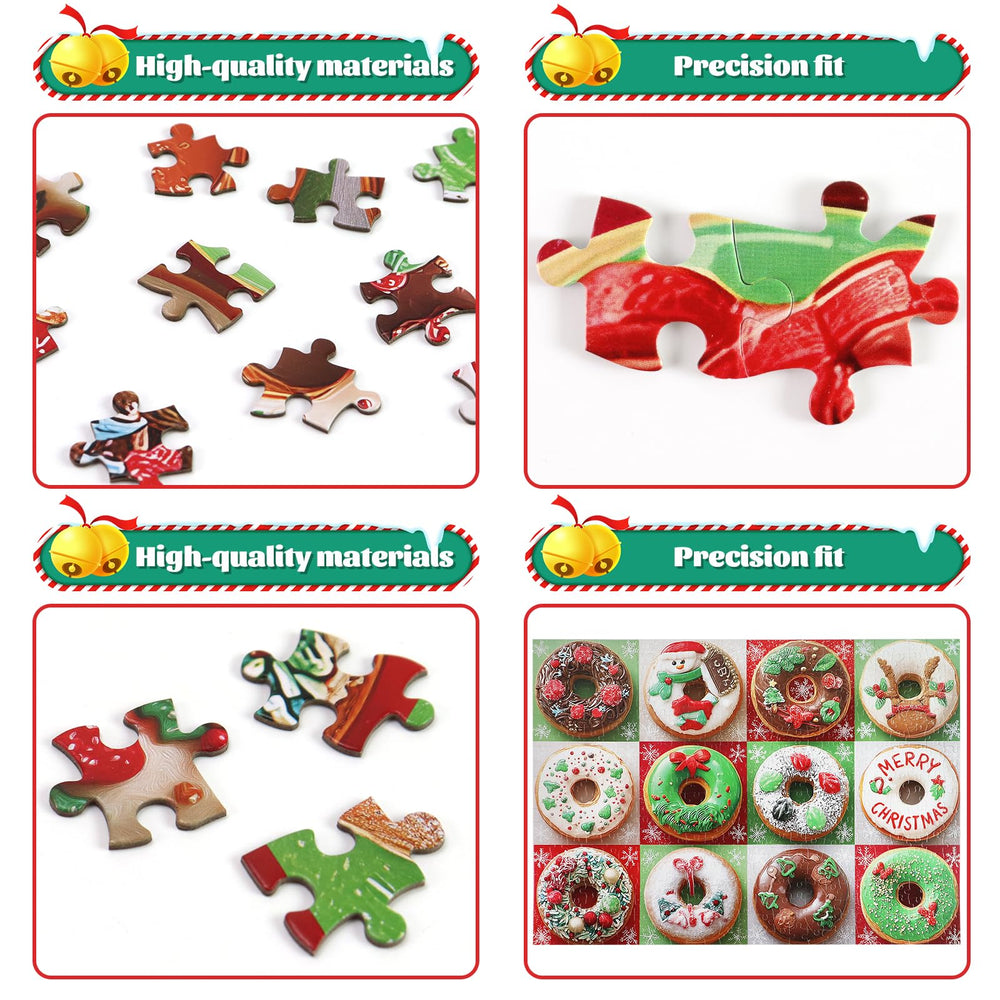 Motiloo donuts puzzle highlights candy canes for festive concentration during winter evenings.