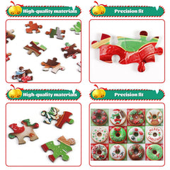 Motiloo donuts puzzle highlights candy canes for festive concentration during winter evenings.