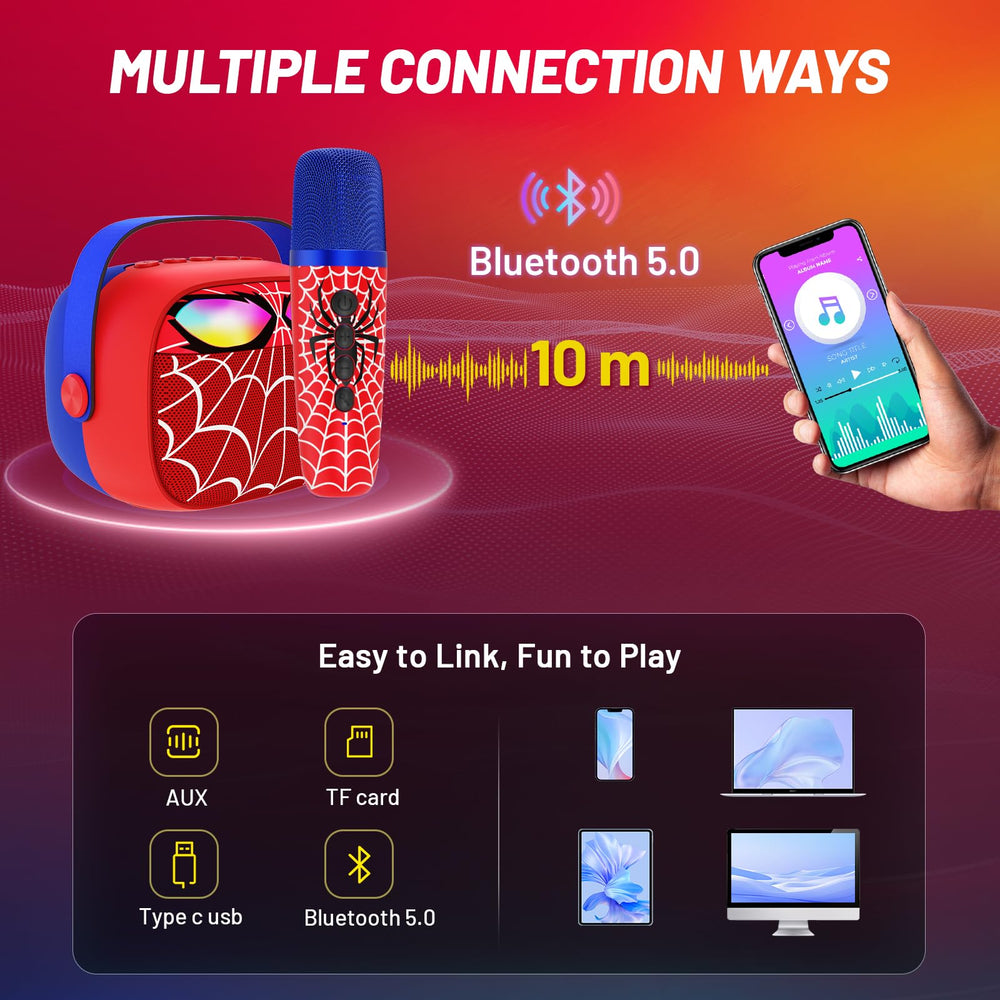 Motivekit mini karaoke portable design lets kids sing anywhere with ease.
