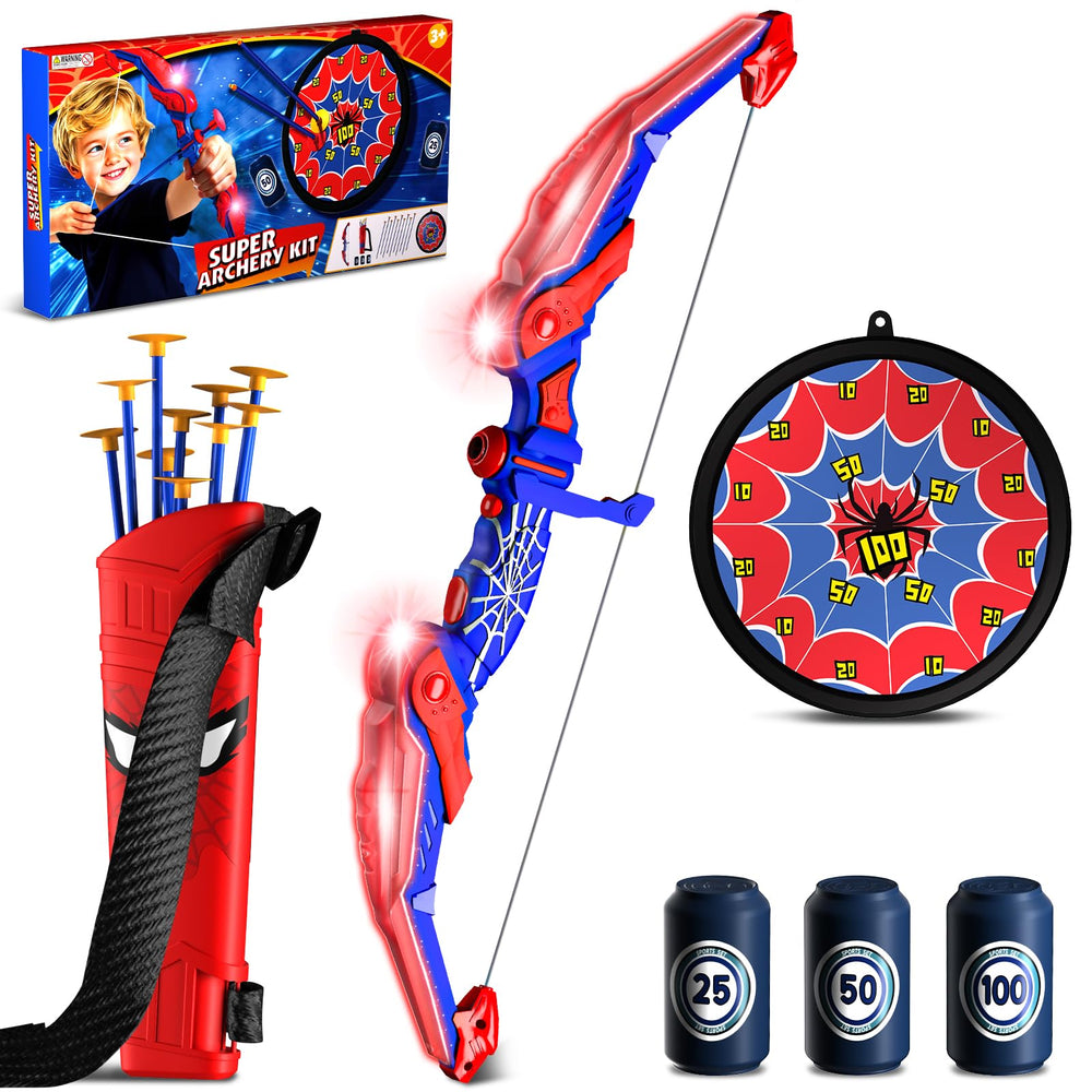 Motivekit Spider Bow with LED lights enhances nighttime play and practice.