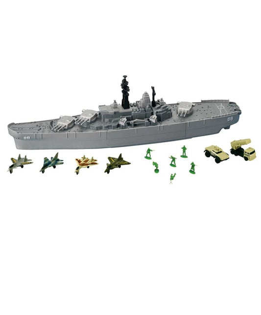 Motormax USS Giant Battleship model with a detailed hull for imaginative play.