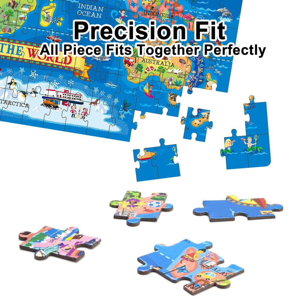 MOTYAWN World Map Puzzle used by family for shared geography learning.
