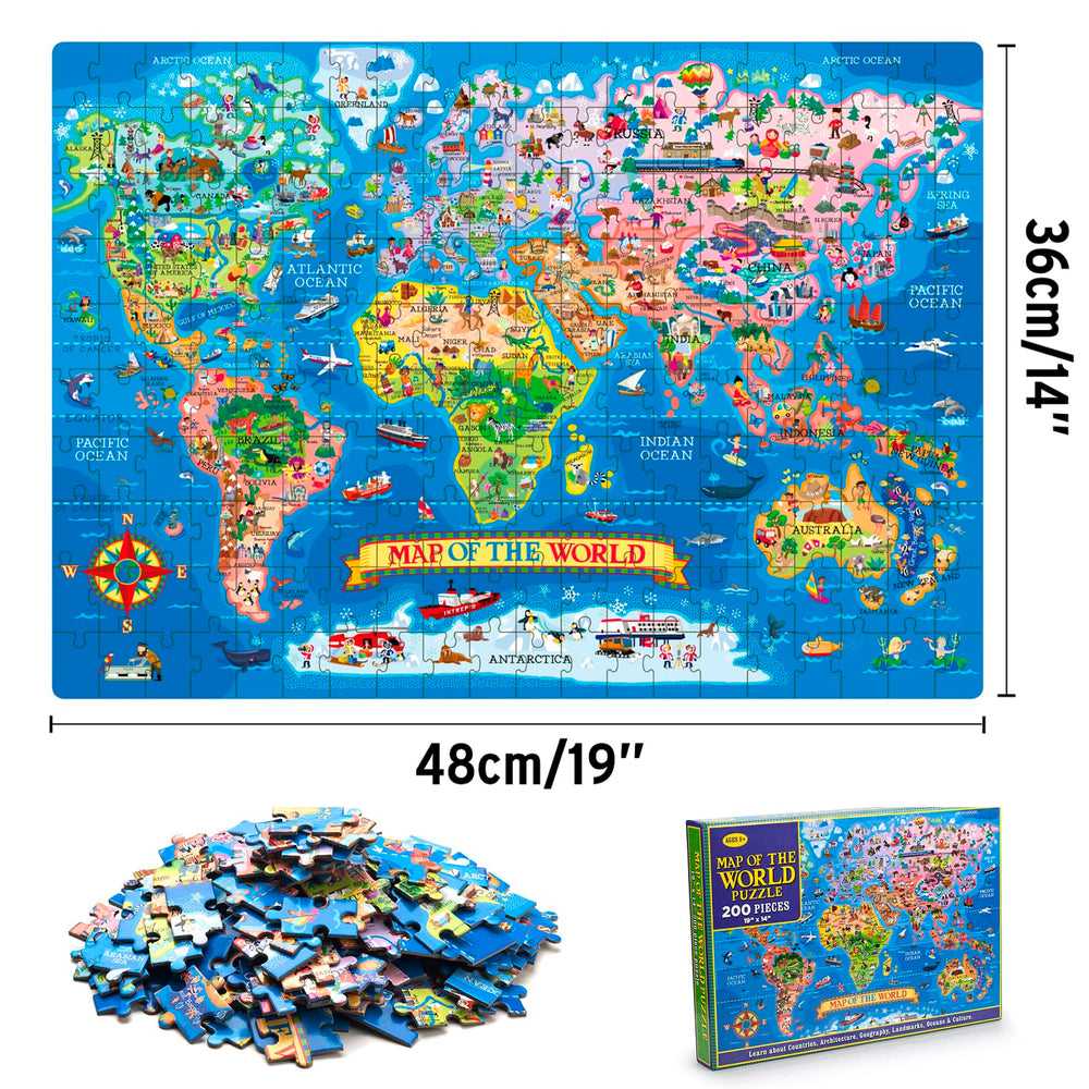 MOTYAWN World Map Puzzle storage box keeps pieces organized after play.