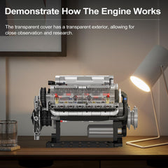 Mould King 10088 V8 engine model motor fan spins for authentic sound.