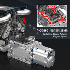 Mould King 10203 V8 engine piston dynamics in action.