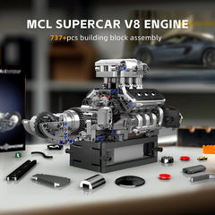 Mould King 10206 engine on display, a realistic desktop model