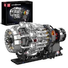 Mould King 10216 turbojet engine kit assembly showing vibrant parts for a smooth build