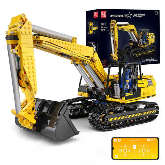 Mould King 13112 RC Excavator cab rotation view for dynamic control.