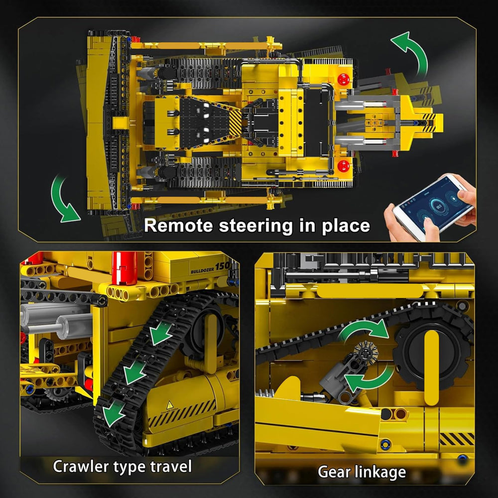 Mould King bulldozer battery-charging simplifies power top-ups.