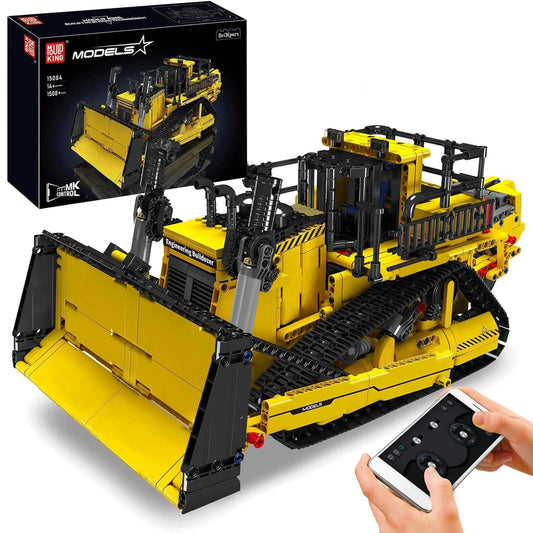 Mould King bulldozer cockpit control provides immersive realism for builders.