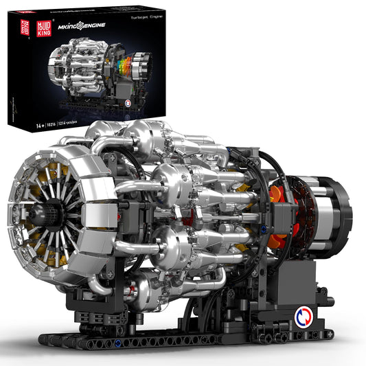 Mould King City aircraft engine kit front view highlights realism for STEM learning.