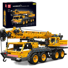 Mould King City Mobile Crane Truck assembly front view for immersive build