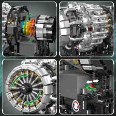 Mould King engine kit assembled model displays scale and mechanical realism.