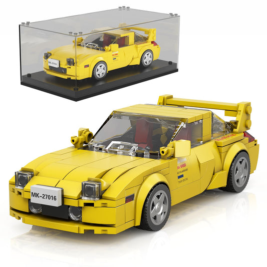 Mould King Initial D RX-7 model car assembly close-up showing precise brick fit