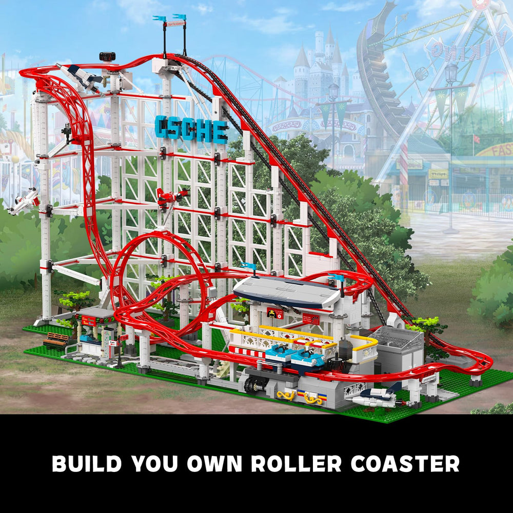 Mould King coaster motor detail powering the ride for smooth movement.
