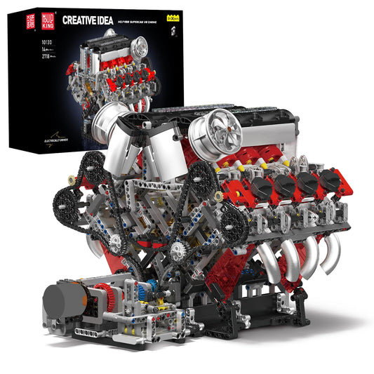 Mould King V8 Engine battery motor assembly powers the model for smooth, motorized fun.