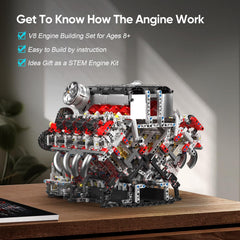 Mould King V8 Engine turbocharger detail highlights authentic tuning features.