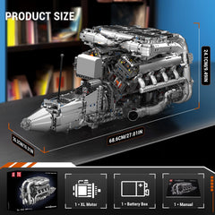 Mould King V8 twin turbo engine model parts pack emphasizing burr free build