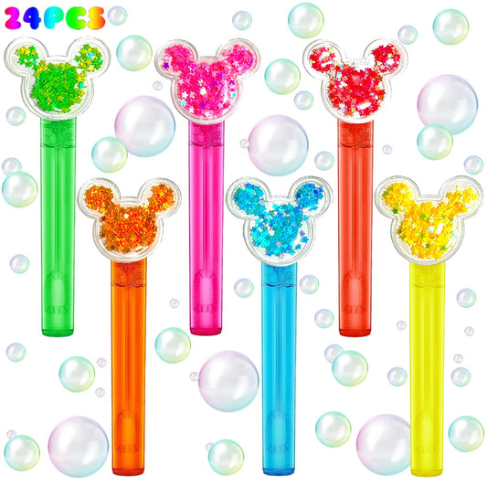 Mouse Party Favors glitter bubble wand with colorful tops for birthday decorations
