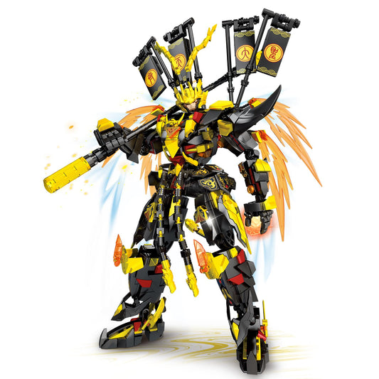 Mov Stone Mech Monkey glow wings illuminate night display.