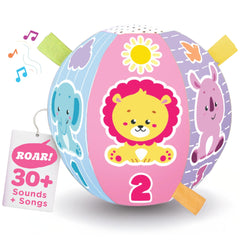 Move2Play pastel baby ball rolling action boosts gross motor exploration.
