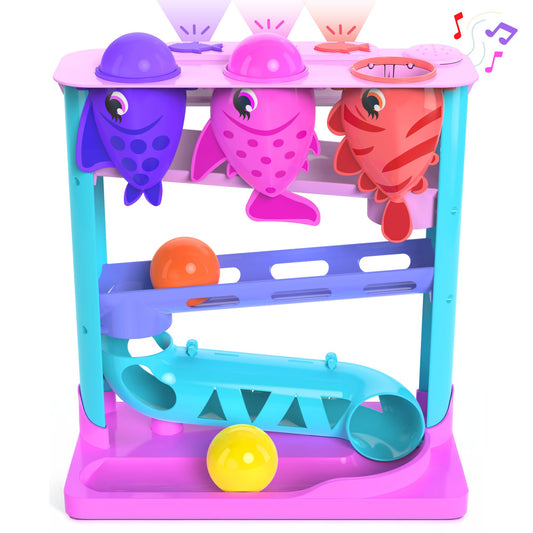 Move2Play Feed The Fish front view highlights bright colors for visual tracking.