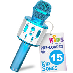 Move2Play karaoke microphone front view showing kid-friendly design for home performances.