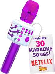 Move2Play purple front view karaoke microphone for kids, portable playtime fun