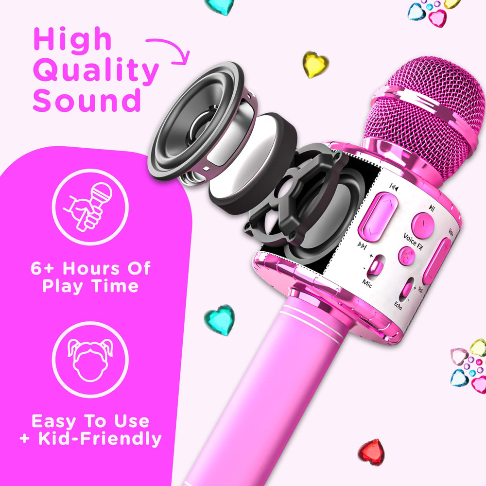 Move2Play microphone with four voice effects for playful voice transform.
