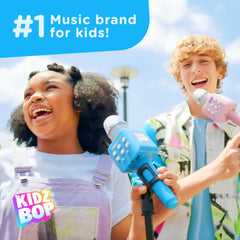 Move2Play Kidz Bop Karaoke Microphone hands-held shot ideal for on-the-go singing.