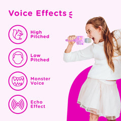 Move2Play Kidz Bop microphone features a rechargeable battery for long playtime.