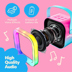 Move2Play mini karaoke machine voice-effects-echo, creative vocal possibilities.