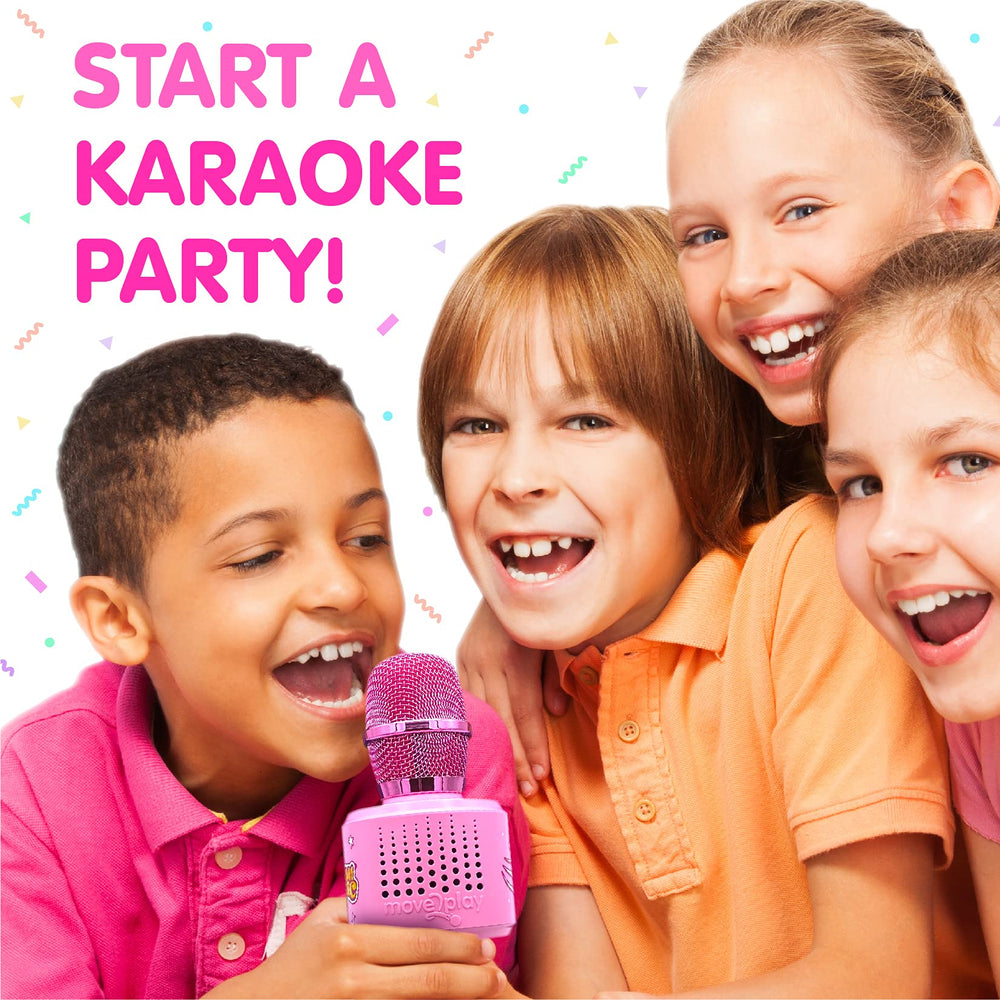 Move2Play Motown Magic microphone in a kid-friendly party setup.