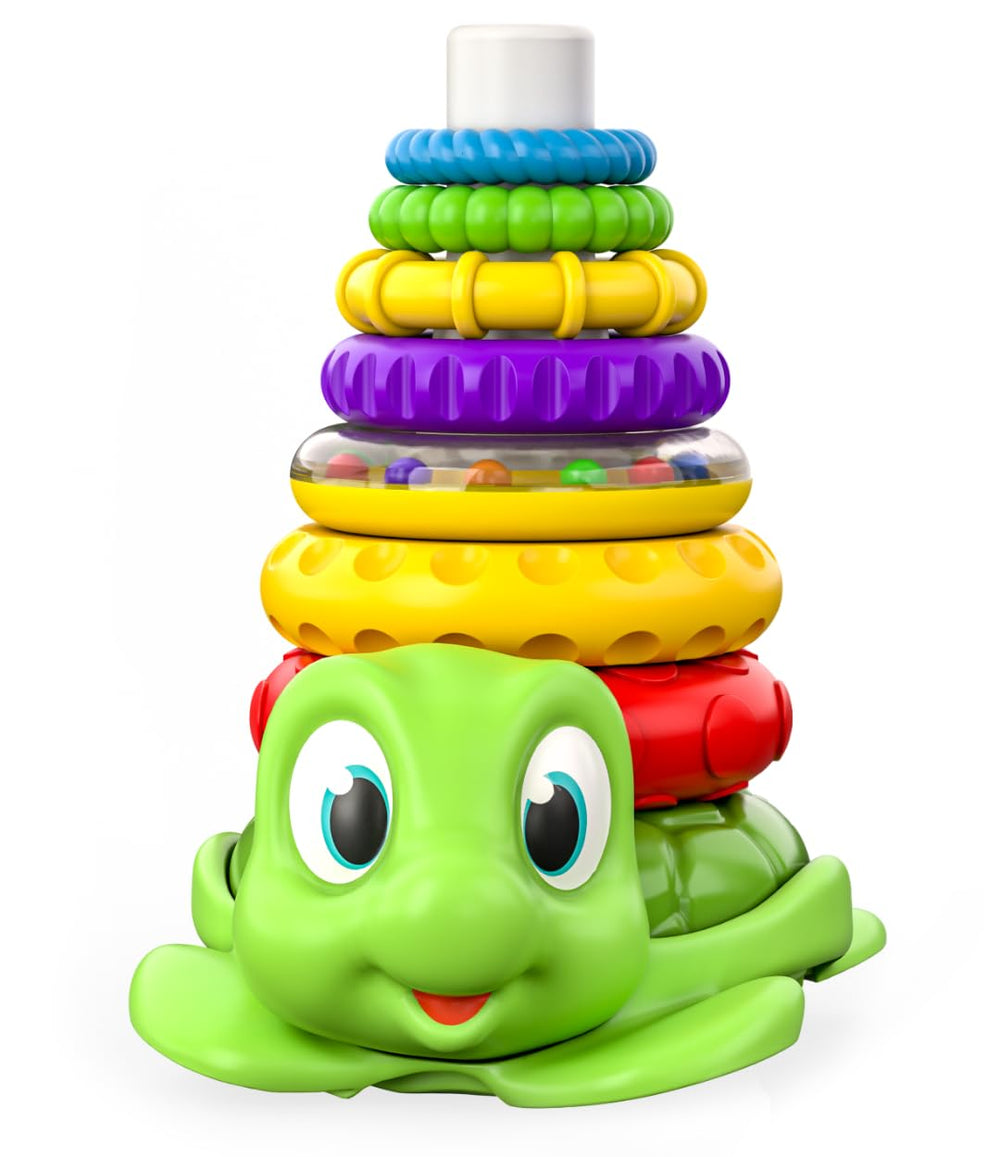 Move2Play turtle stacking toy with unicorn ring promotes gripping and balance during developmental play.
