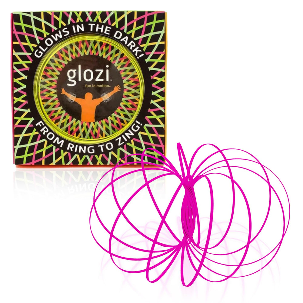 Mozi Glozi pink geometric flow bracelet closed, ready to glow.