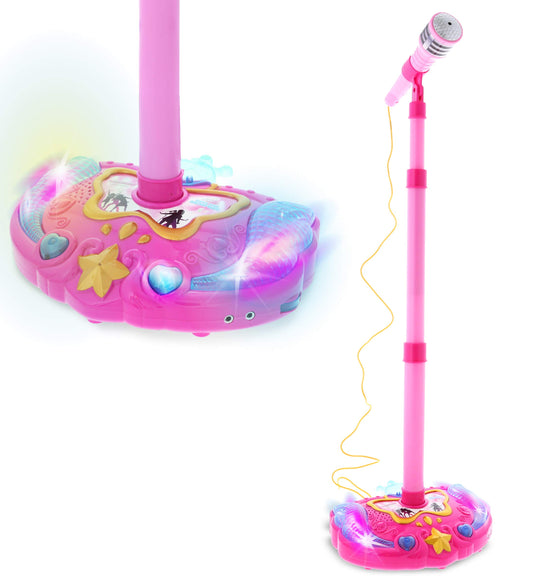 Mozlly pink superstar microphone ready for kids' home performances.